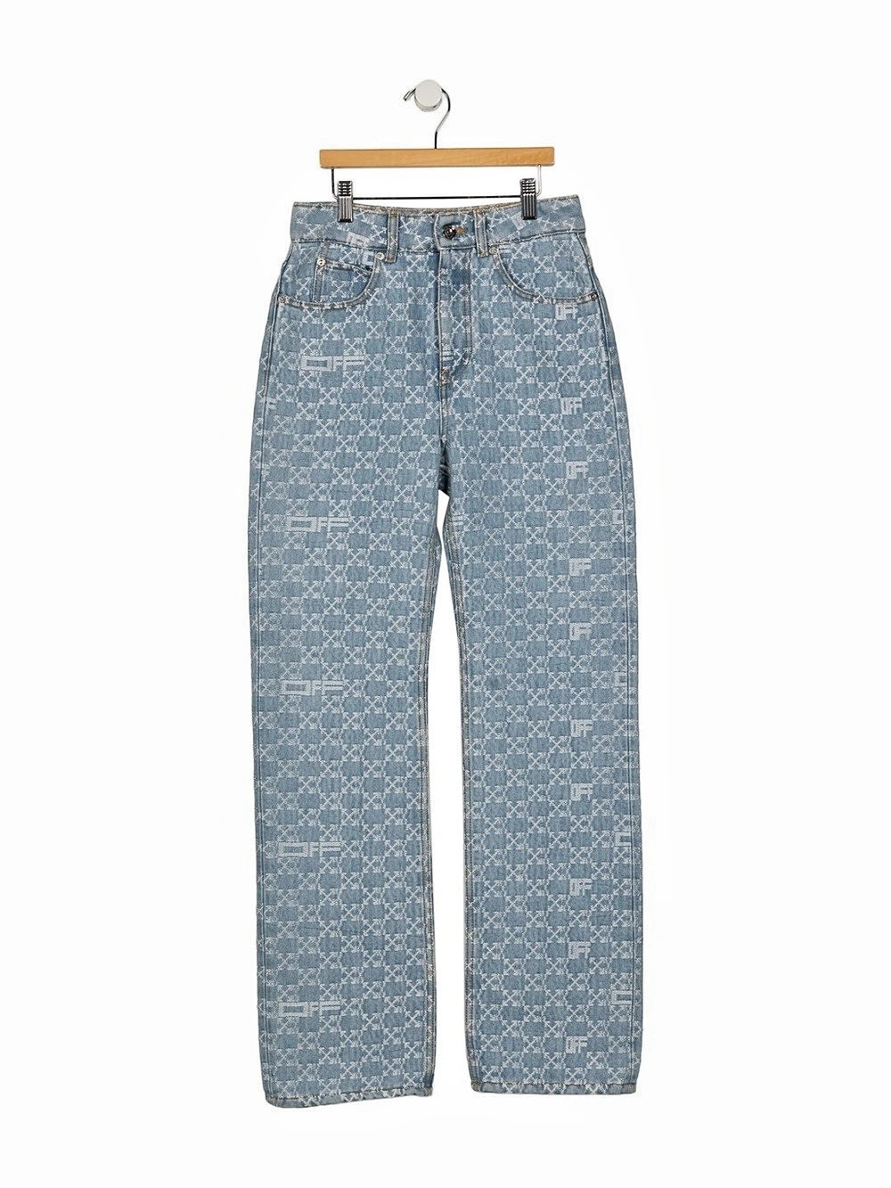Off-White Printed Logo Jean Straight Leg Jeans in Blue NWT